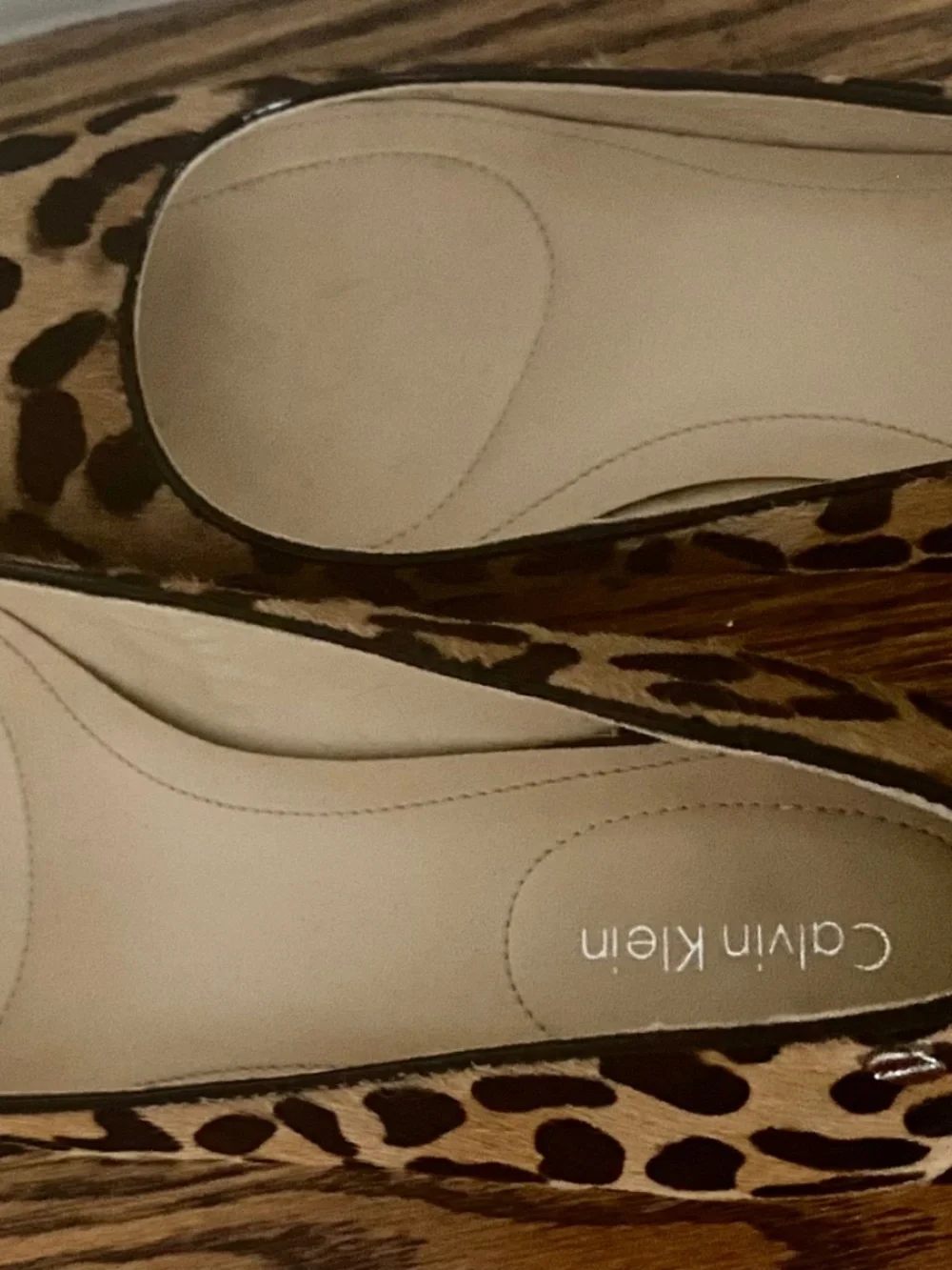 Calvin Klein Shoes. Leopard. Kitten Heels. Size 9.5. Like New. Cow Fur.